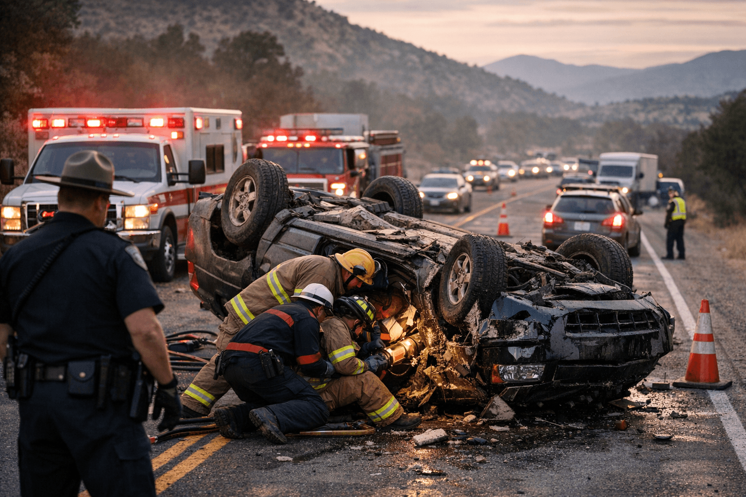 Rollover crash shuts down NM 4 near mile marker 49 in both directions