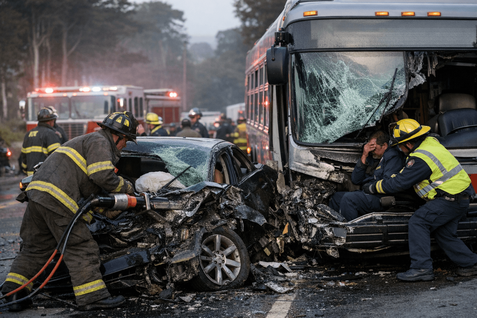 Stolen car crashes head-on into Muni bus near Lake Merced, injuring two
