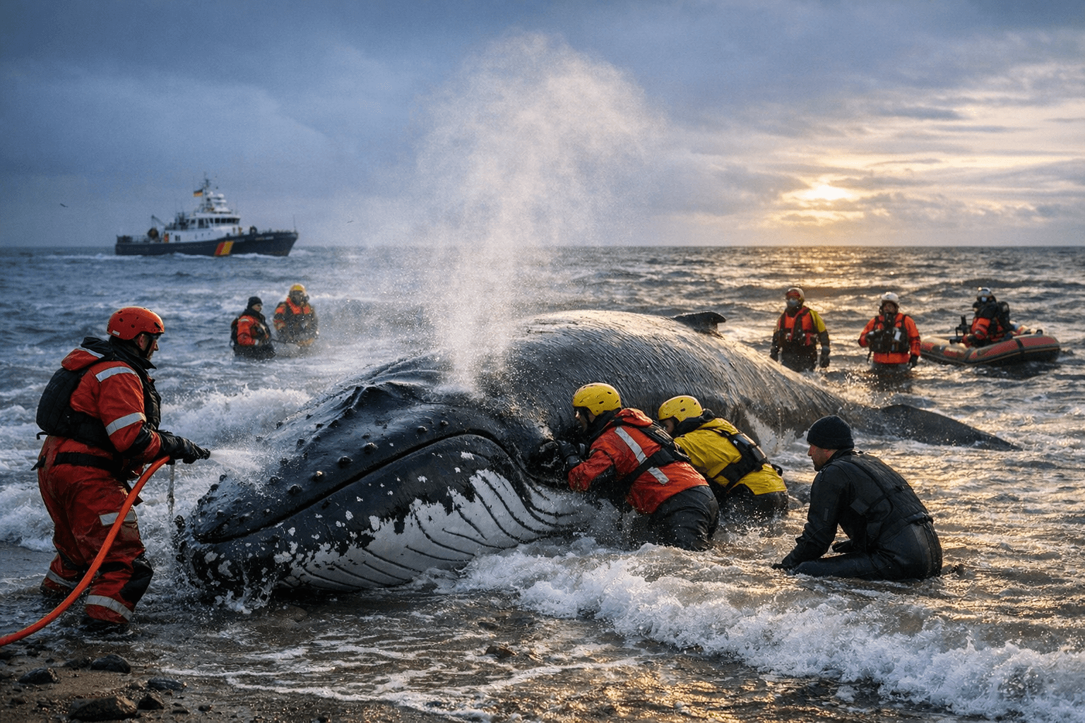 German rescuers race to save stranded humpback whale Timmy