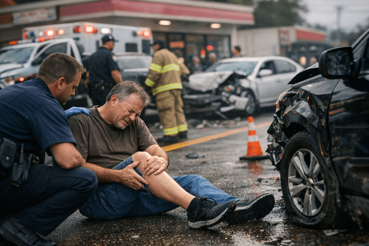 Leg pain reported after Newport crash on North Main Street