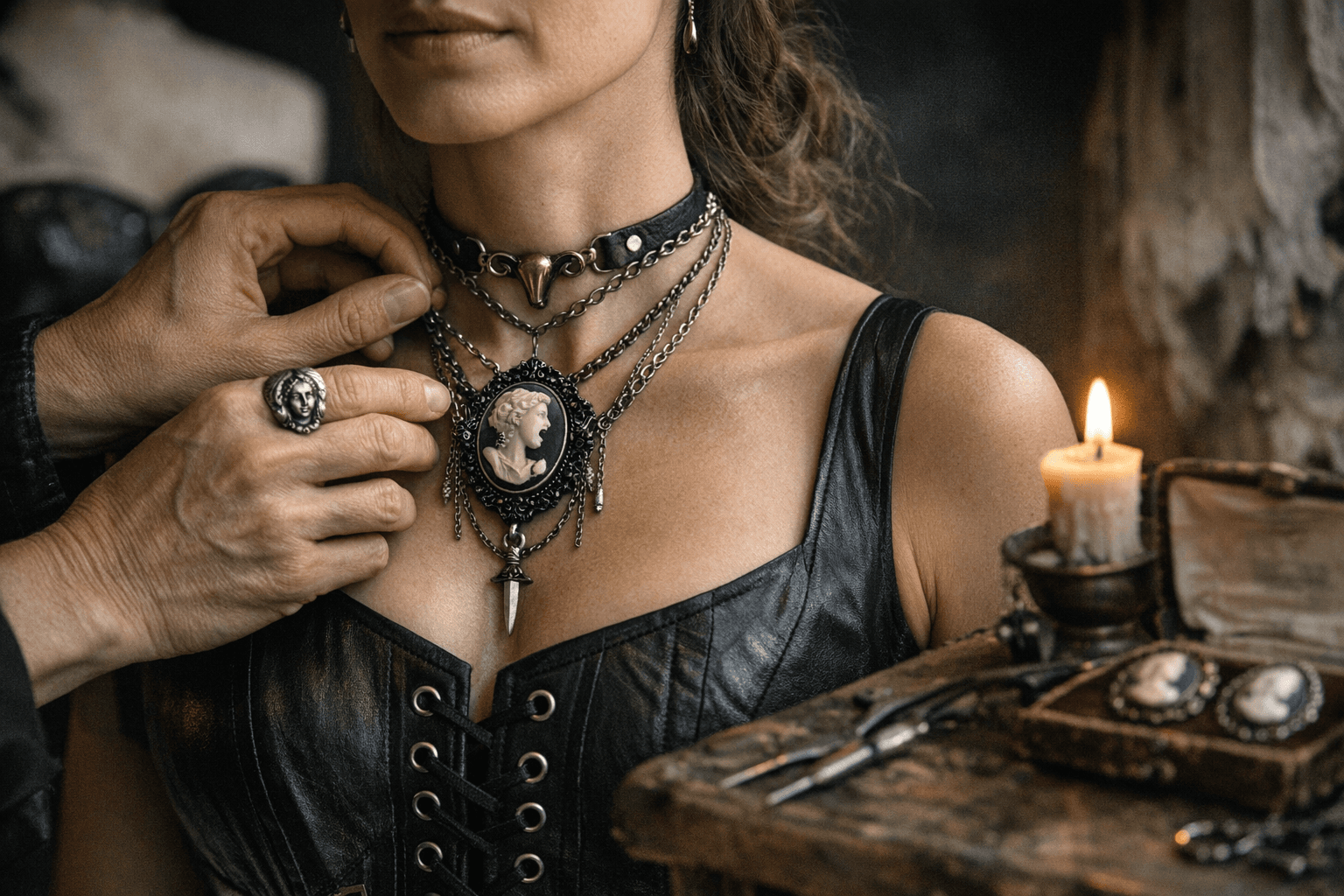 Hysteria turns Victorian symbols and reclaimed cameos into modern jewelry