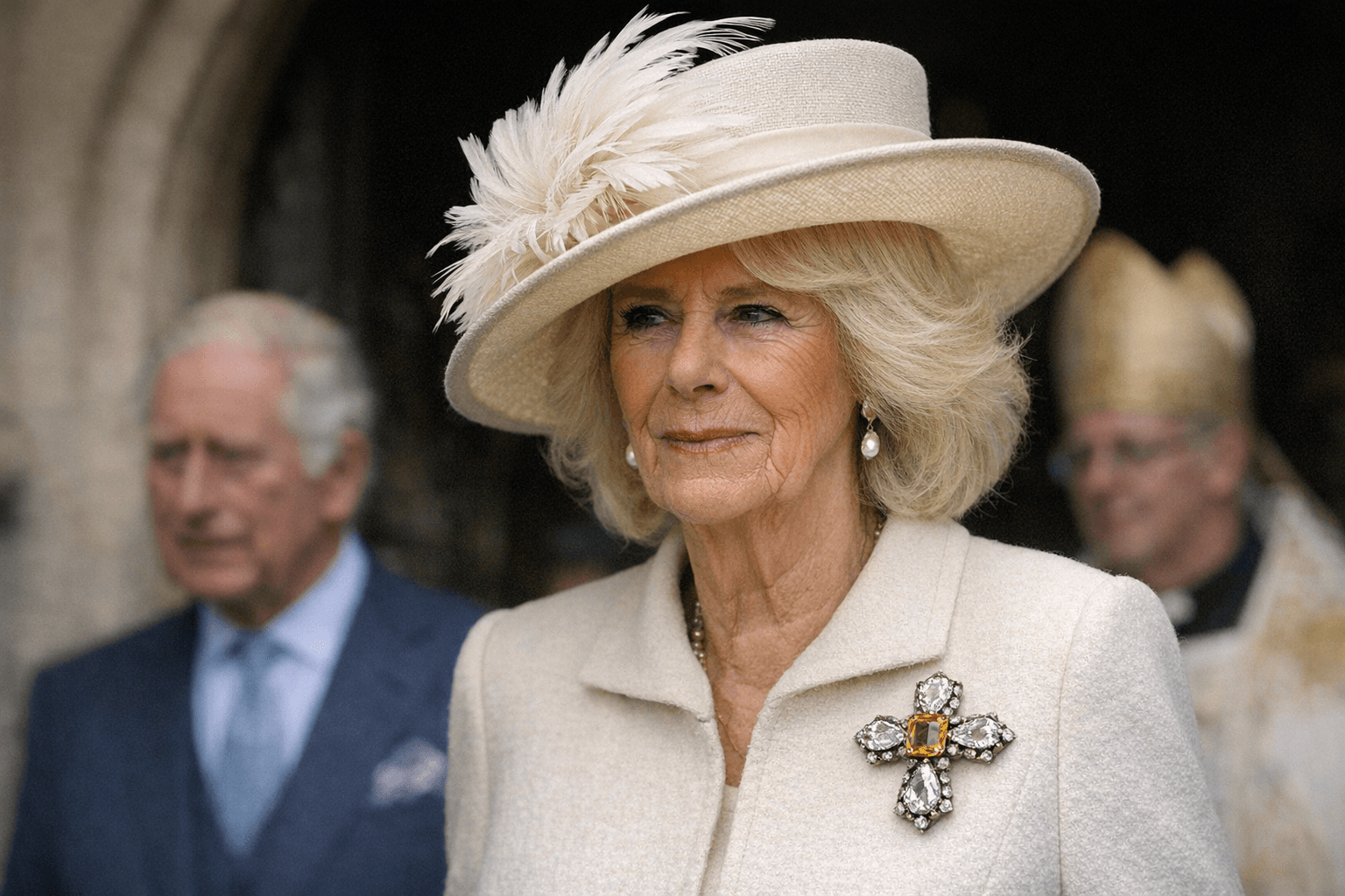 Camilla Wears 145-Year-Old Royal Heirloom Brooch at Easter Service