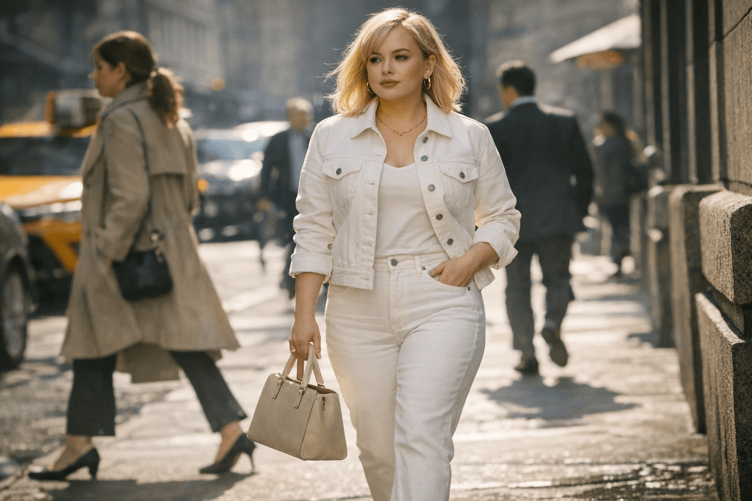 Nicola Coughlan’s white denim look makes white jeans a spring work staple