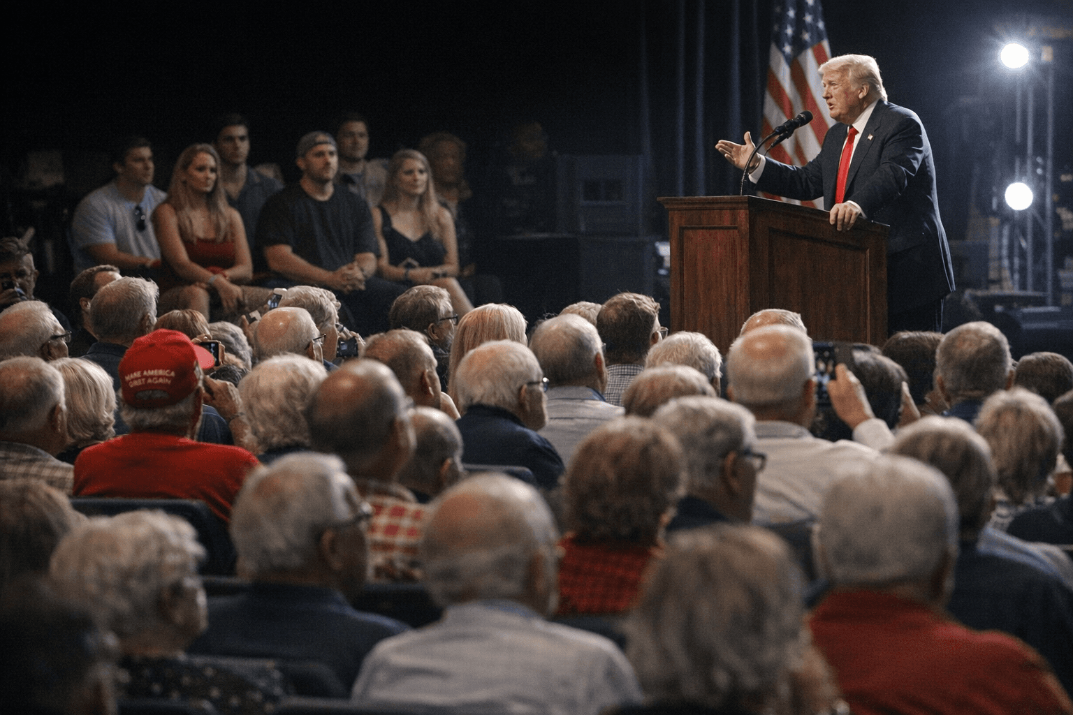 Trump rallies young voters in Arizona, but older crowd fills the room