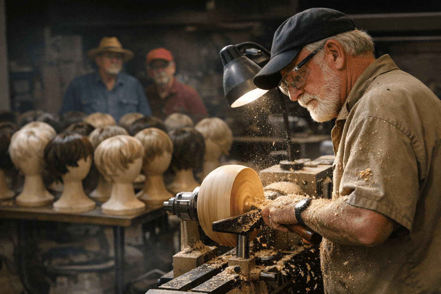 Arizona Woodturners Association readies bowl turning demo after 176 wig stands turned in