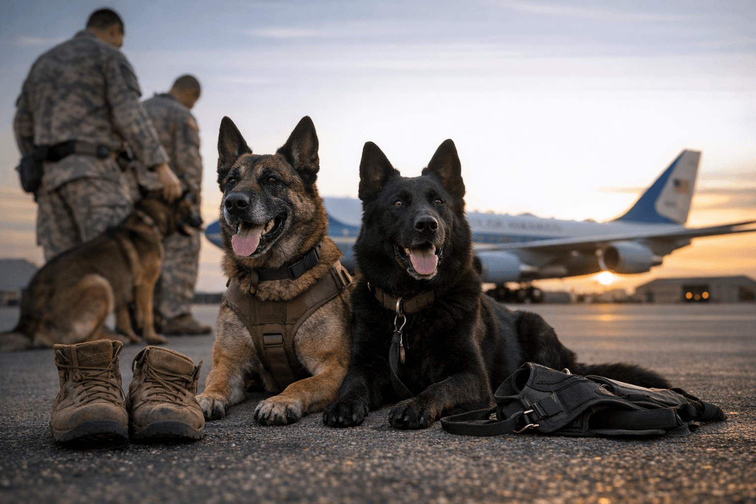 Military working dogs Howoard and Baily retire after decade of service