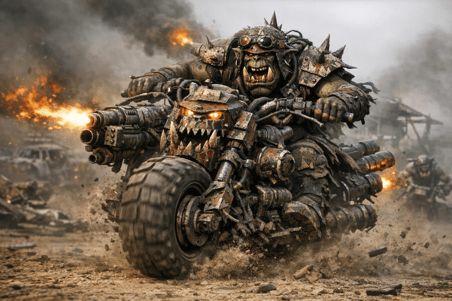 Warhammer spotlights Wazdakka Gutsmek, a reckless Ork speed machine