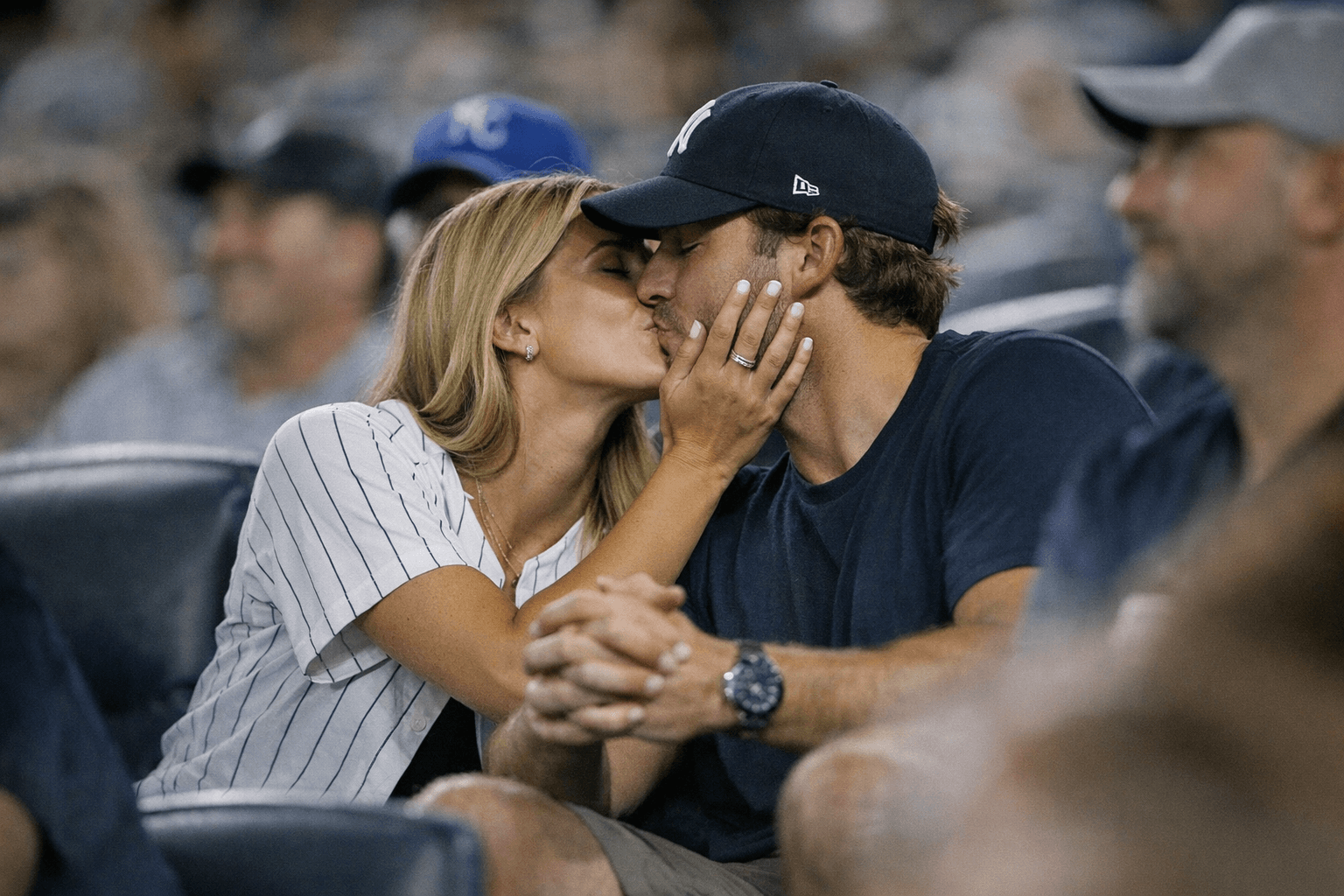 Amanda Batula, West Wilson Kiss on Yankees Kiss Cam in Bronx