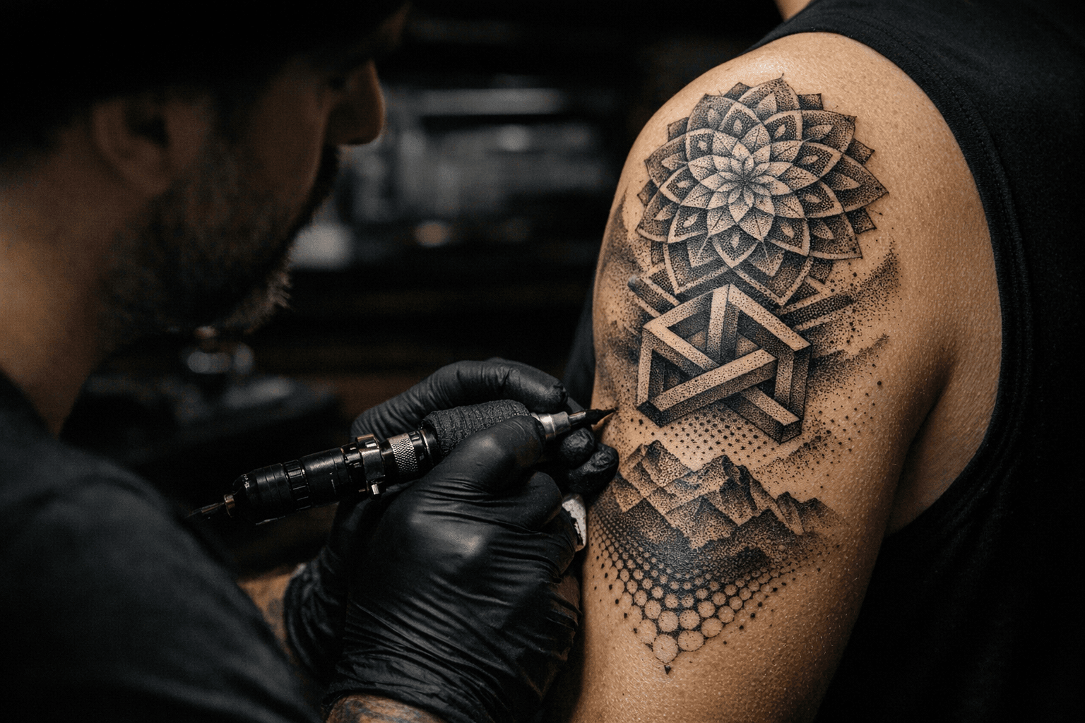 21 Mesmerizing Dotwork Tattoo Ideas Show Geometry, Depth, and Style