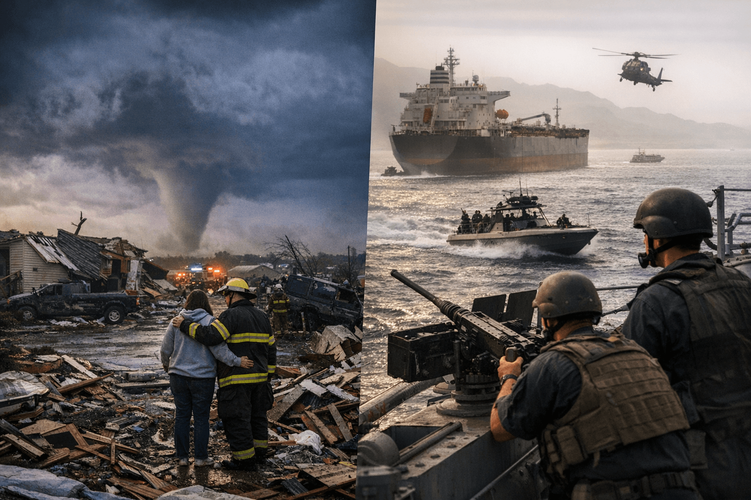 Midwest Tornadoes Slam Region as Strait of Hormuz Standoff Continues