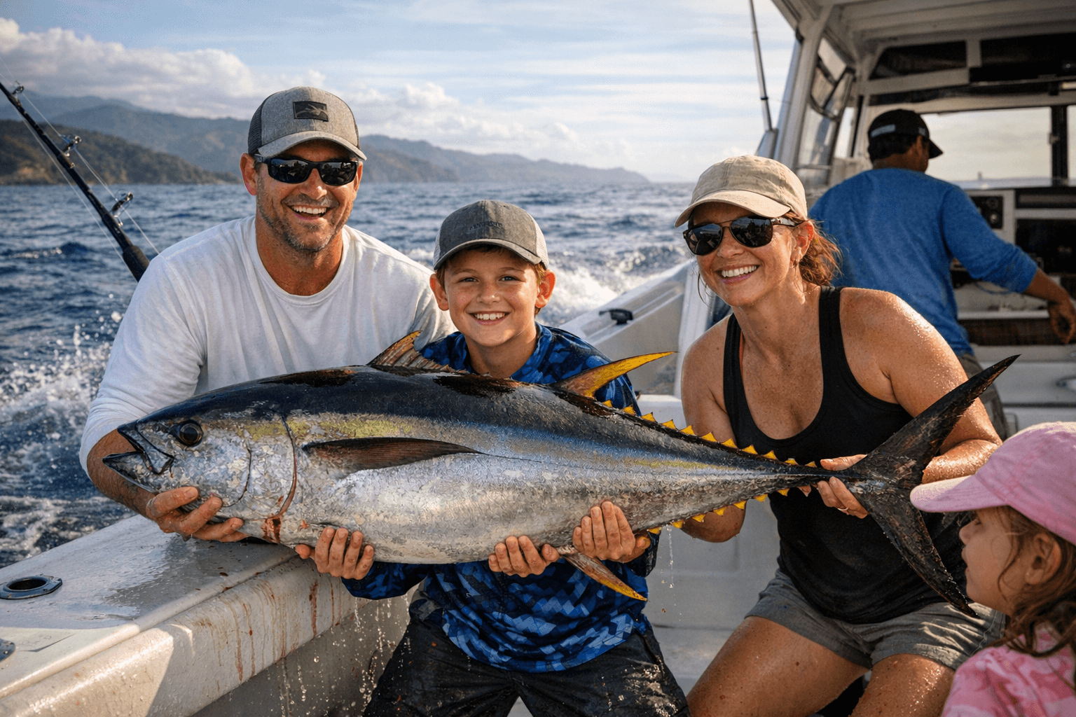 Herradura yellowfin tuna bite rewards family-friendly full-day charter