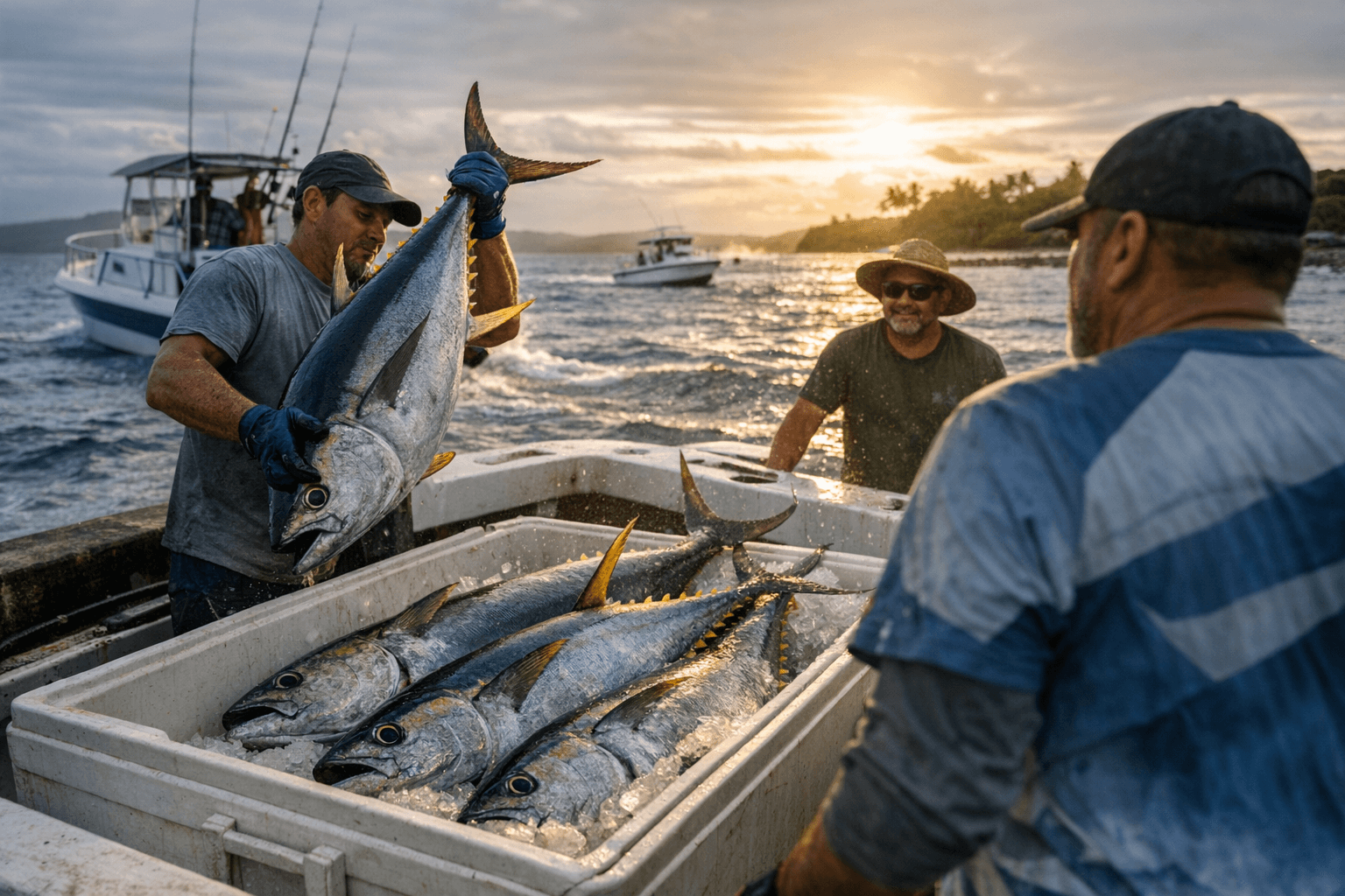 Yellowfin Tuna Peak in Cuvu, Fiji, Charter Boats Landing Limits Daily