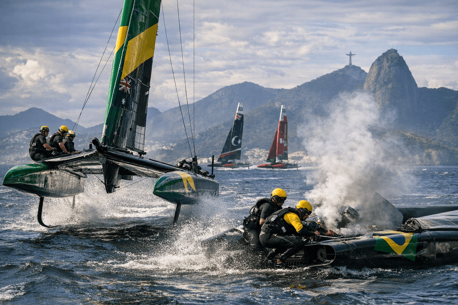 SailGP Rio opener delivers four winners, penalties, and foiling catamaran drama