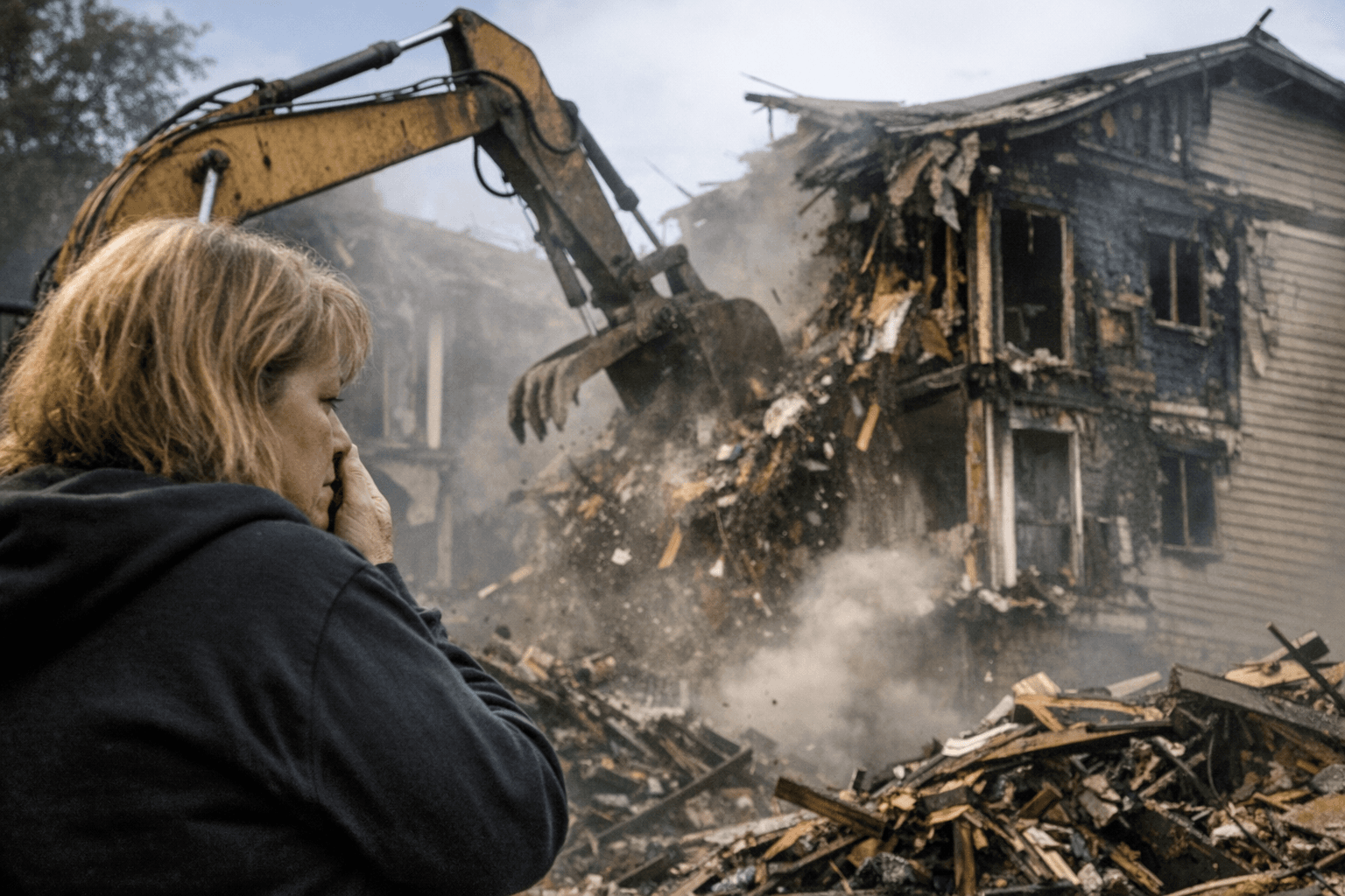 Mebane woman relives loss as fire-damaged apartment building is demolished
