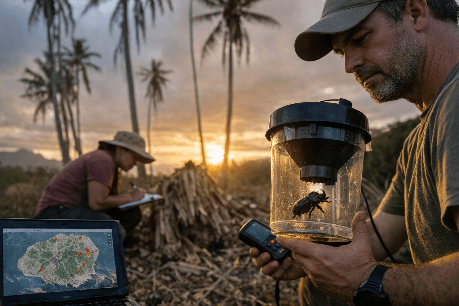 Kauai grant project maps coconut rhinoceros beetle sites, may guide statewide fight