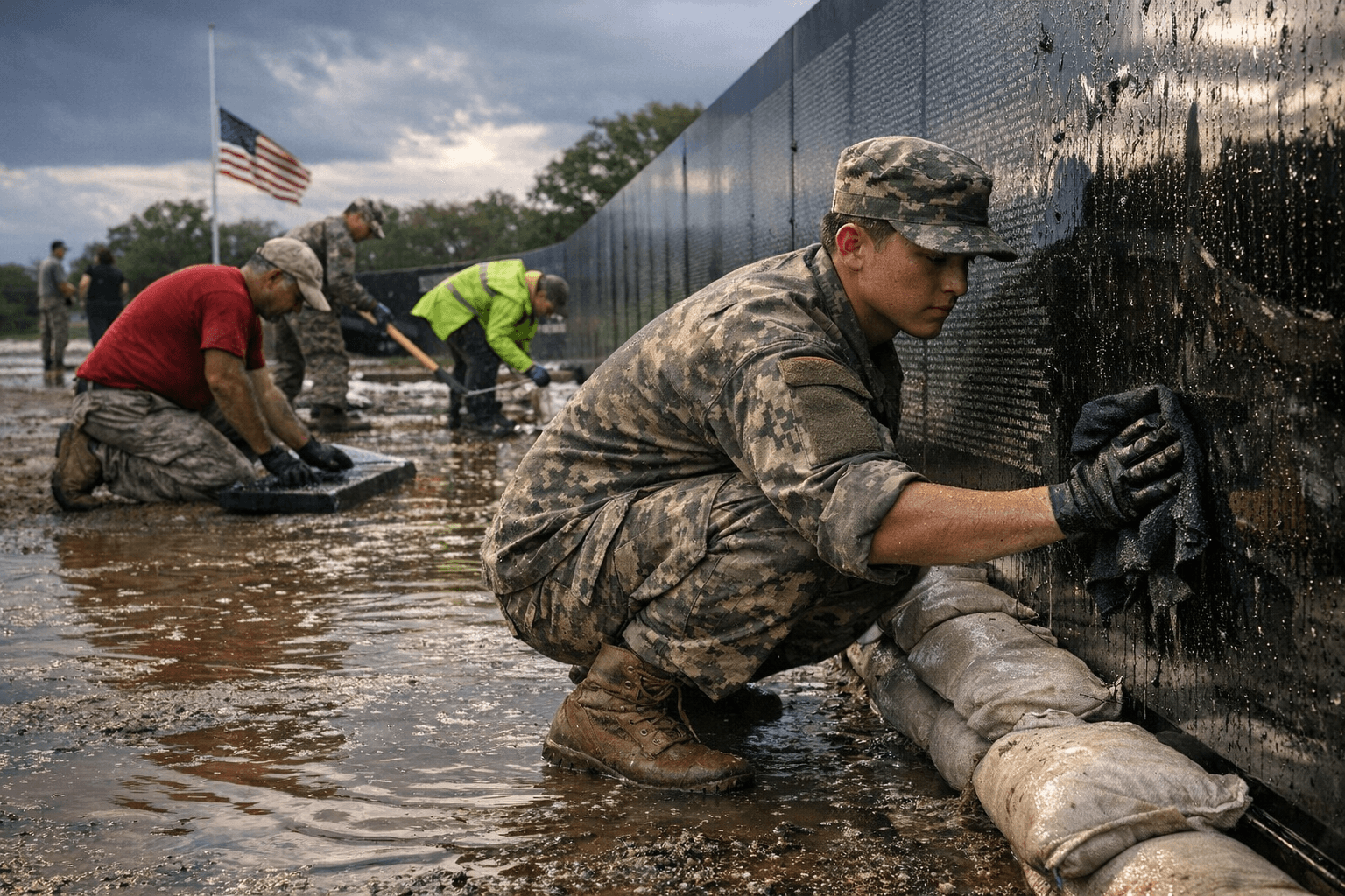 Val Verde cadets, volunteers repair Vietnam memorial after hail, flooding