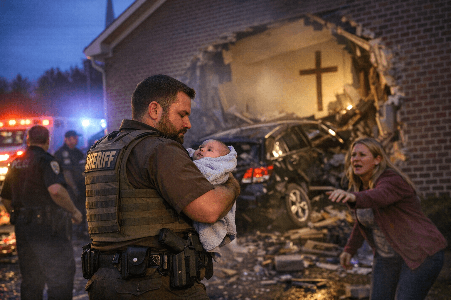 Baby rescued after alleged abduction, suspect crashes into Kentucky church