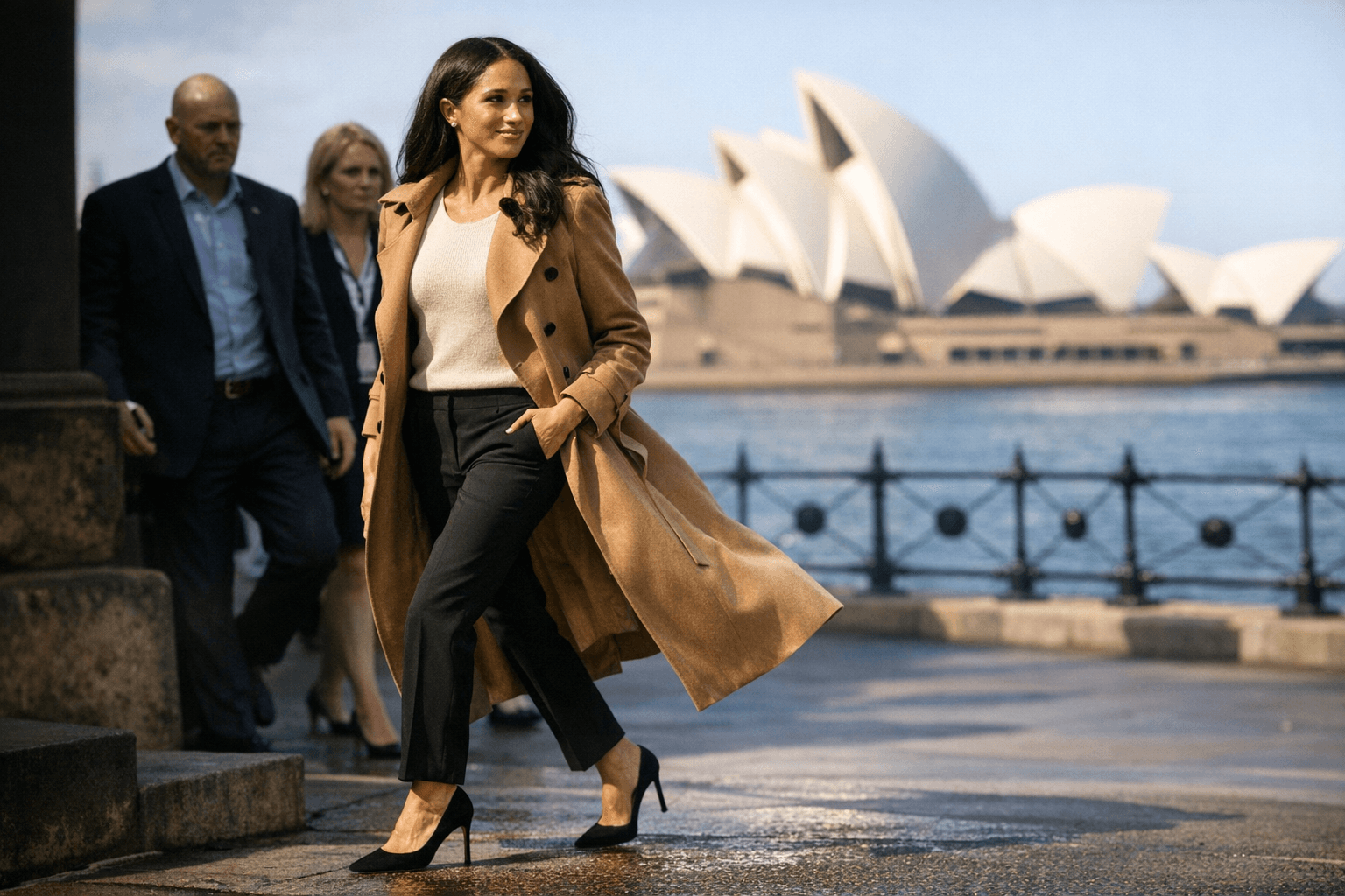 Meghan Markle’s camel trench signals quiet luxury in Sydney appearance