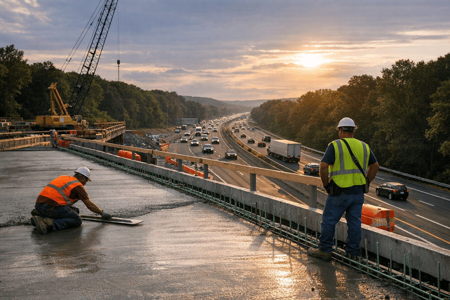 New Meadow Hill Road bridge over I-87 gets concrete deck, opening set for July