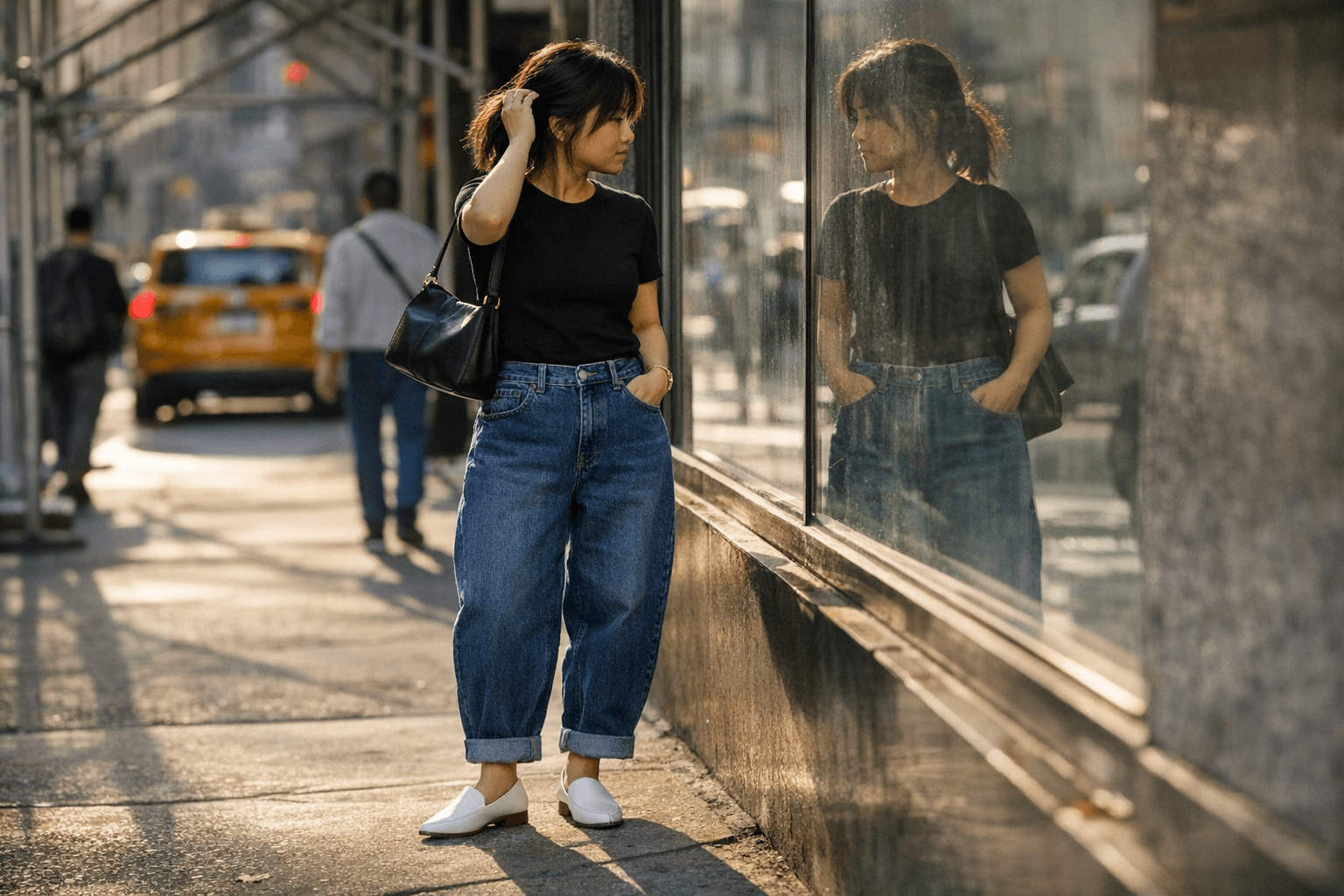 How a 5'1" Editor Styles Barrel Jeans for Petite Proportions