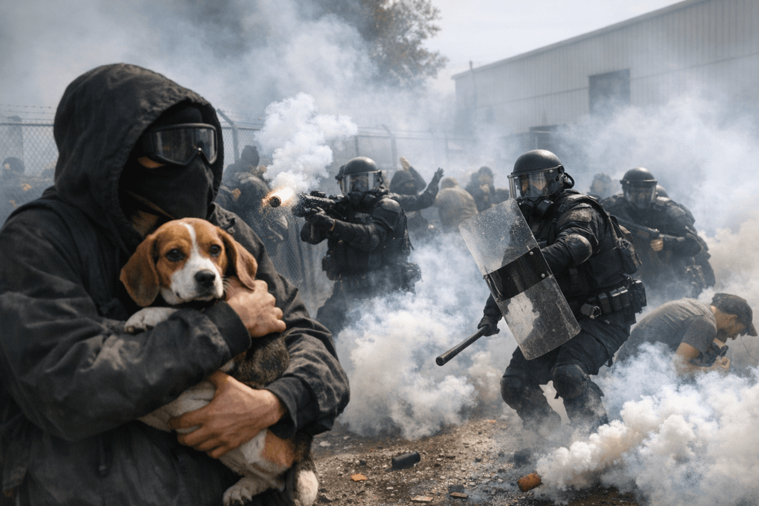 Hundreds try to storm Wisconsin beagle facility, police fire tear gas, arrest protesters