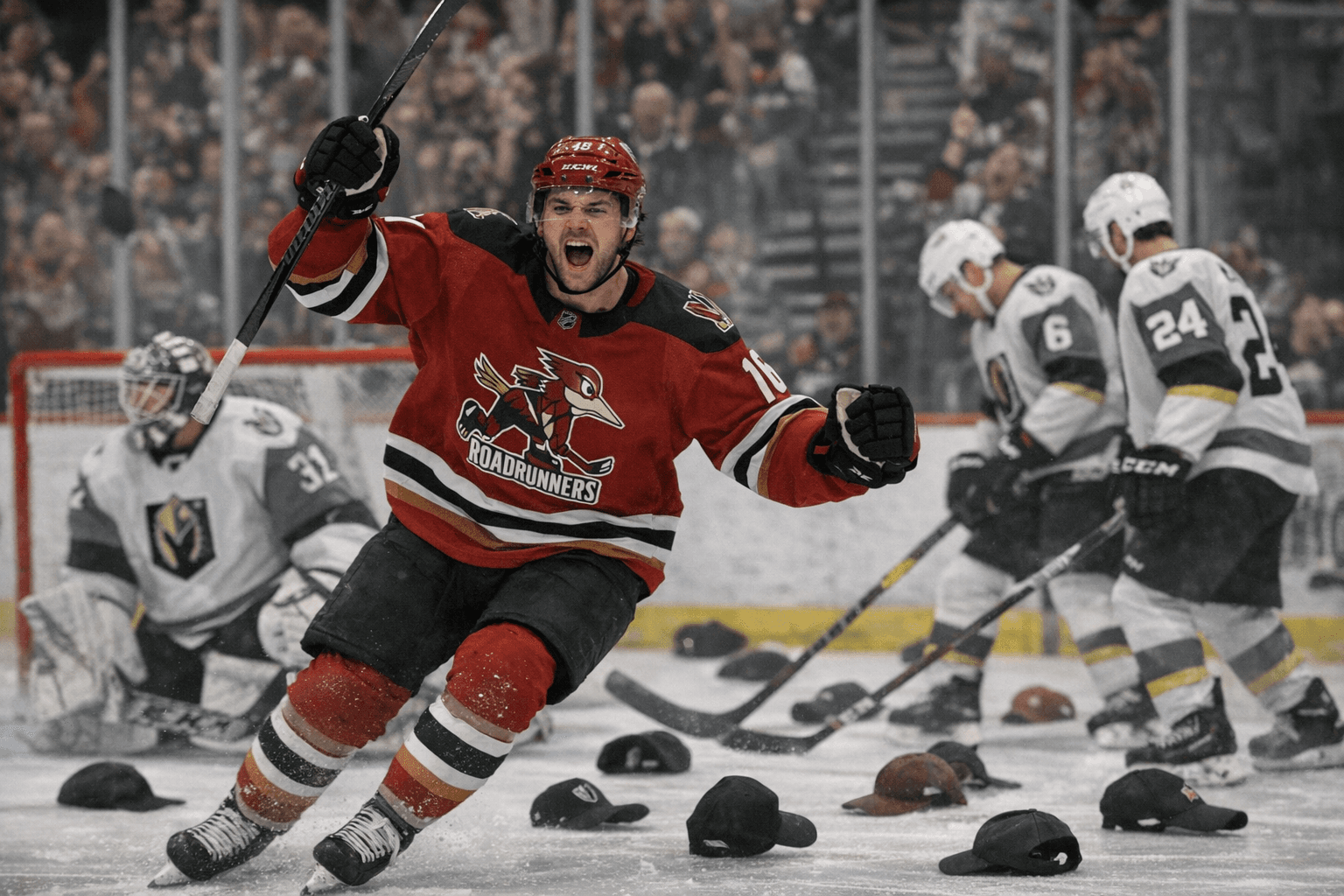 Hebig hat trick lifts Roadrunners past Silver Knights, 5-4