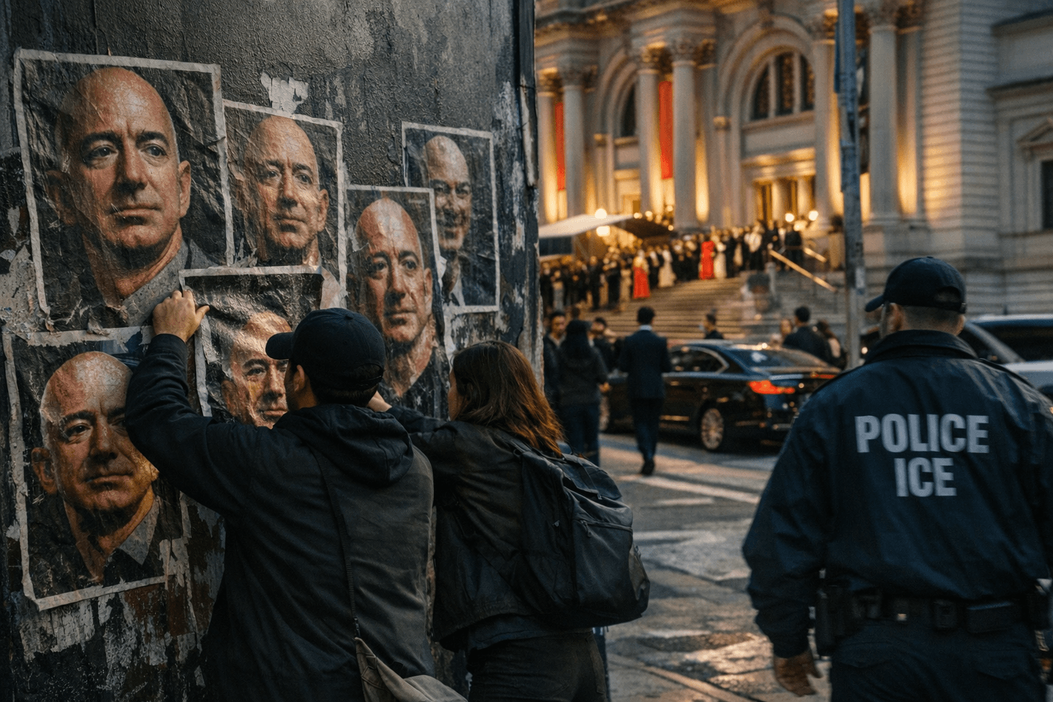 Activists flood New York with anti-Bezos posters ahead of Met Gala