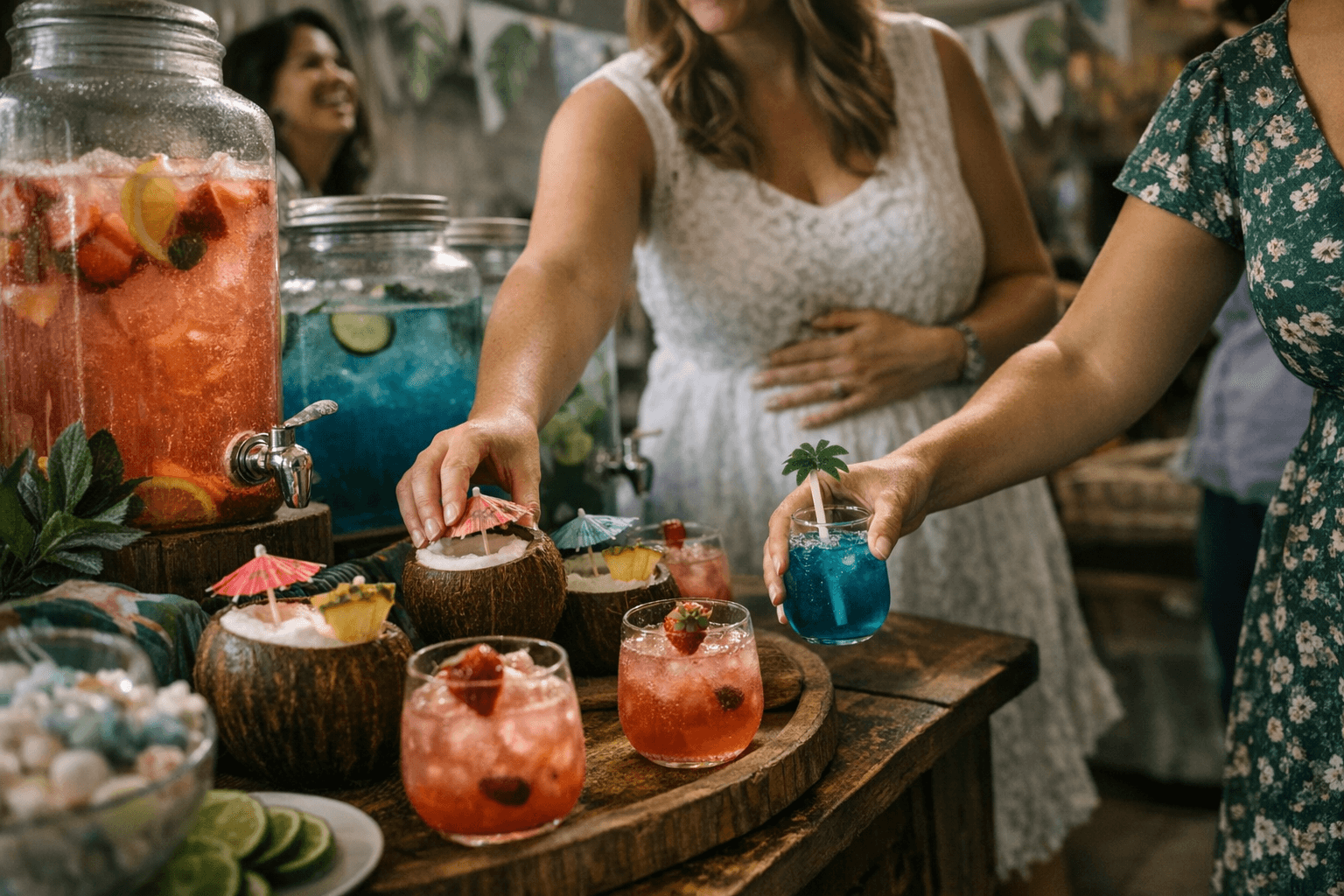 Baby shower drinks become a theme-driven, stress-saving centerpiece