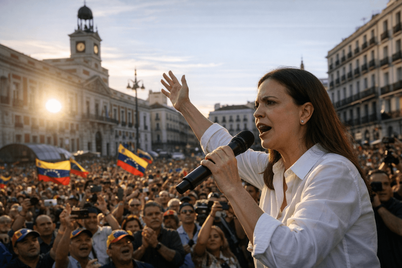 Exiled Venezuelan opposition leader rallies Madrid supporters, rejects meeting with Sánchez