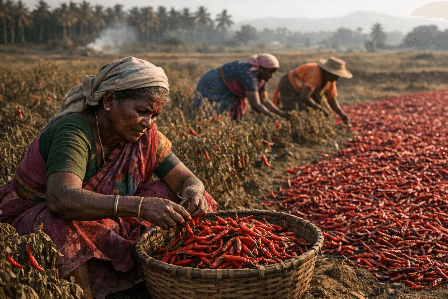 Tamil Nadu women farmers keep red chile crop alive, despite grueling labor