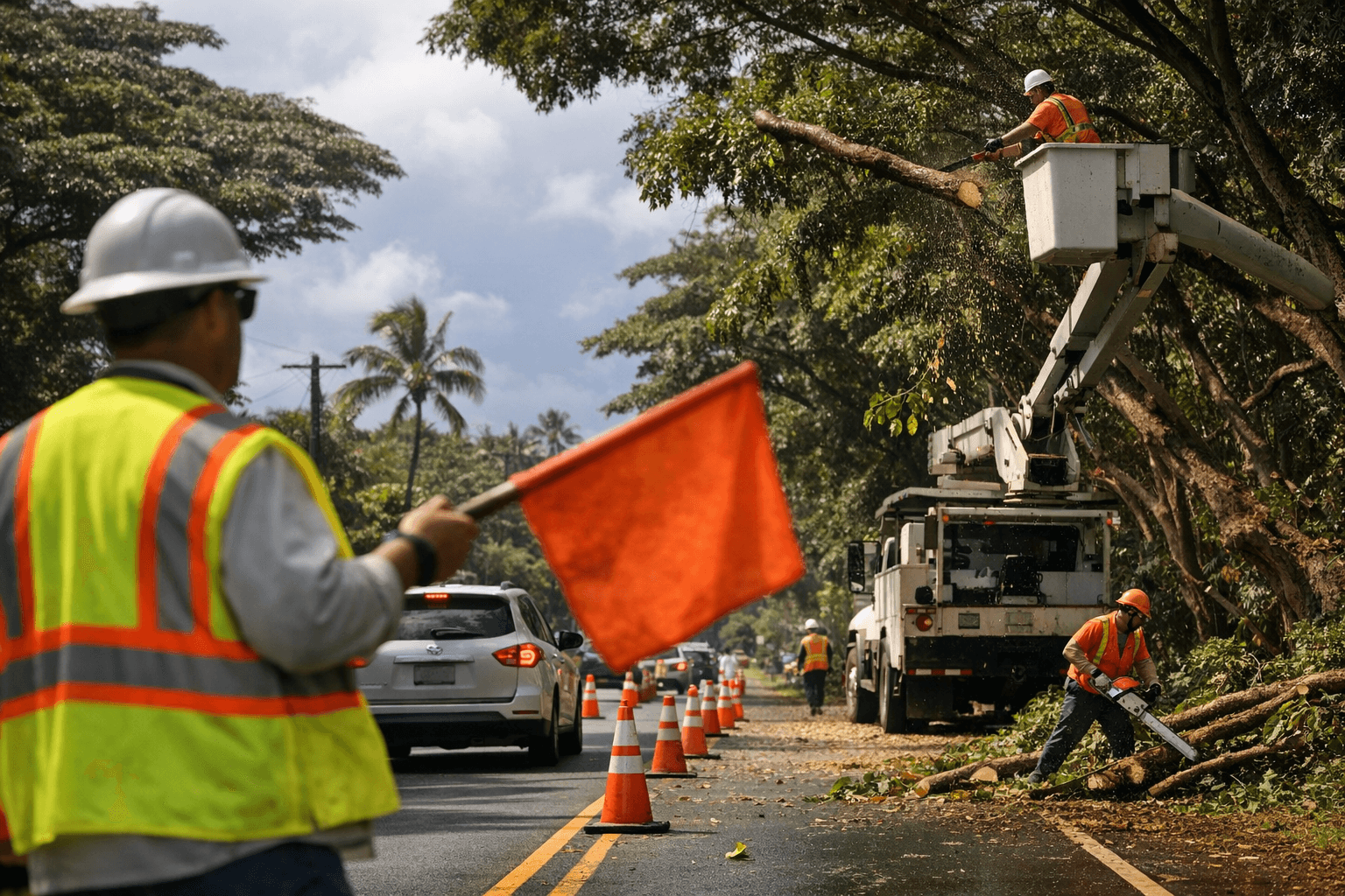 Poipu lane closures planned on Ala Kinoiki for tree trimming work