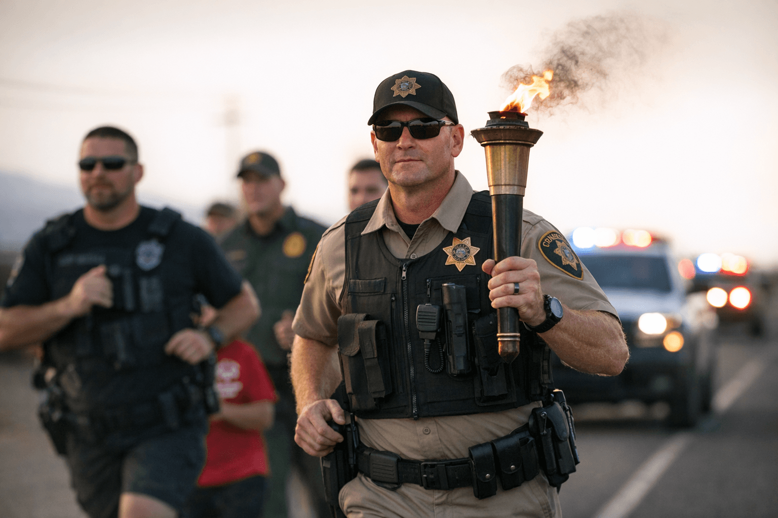Yuma County officers carry Torch Run Flame of Hope for Special Olympics