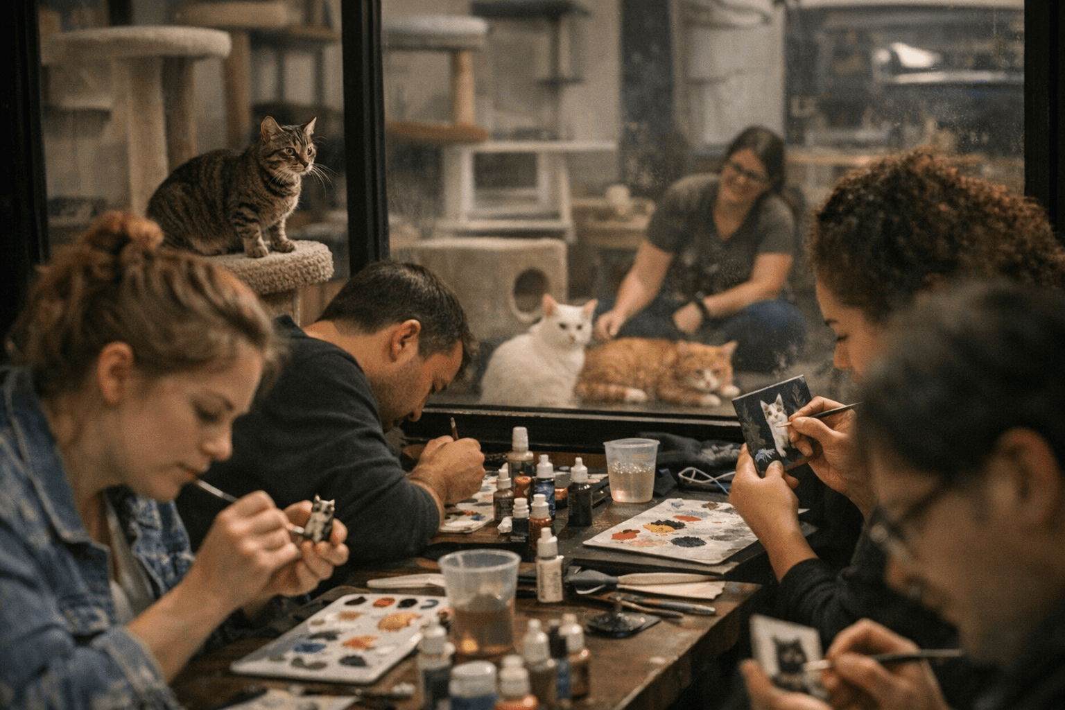 Ferndale cat café hosts beginner-friendly miniature painting night for shelter cats