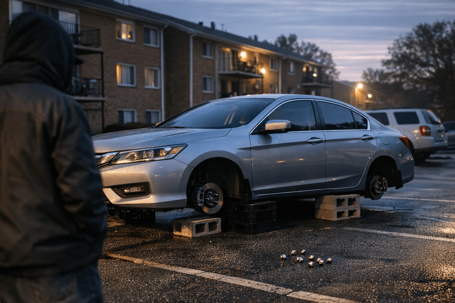 Tire thieves leave Prince George’s County drivers’ cars on crates