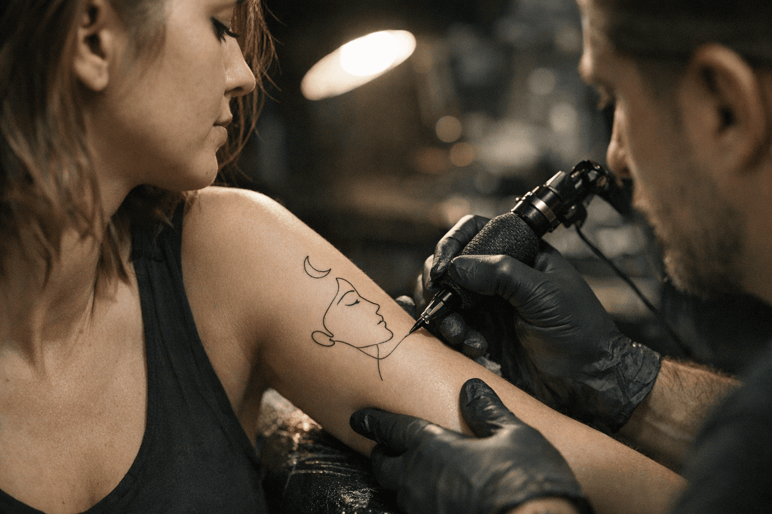 One-line tattoos highlight geometric precision, balance, and minimalist style