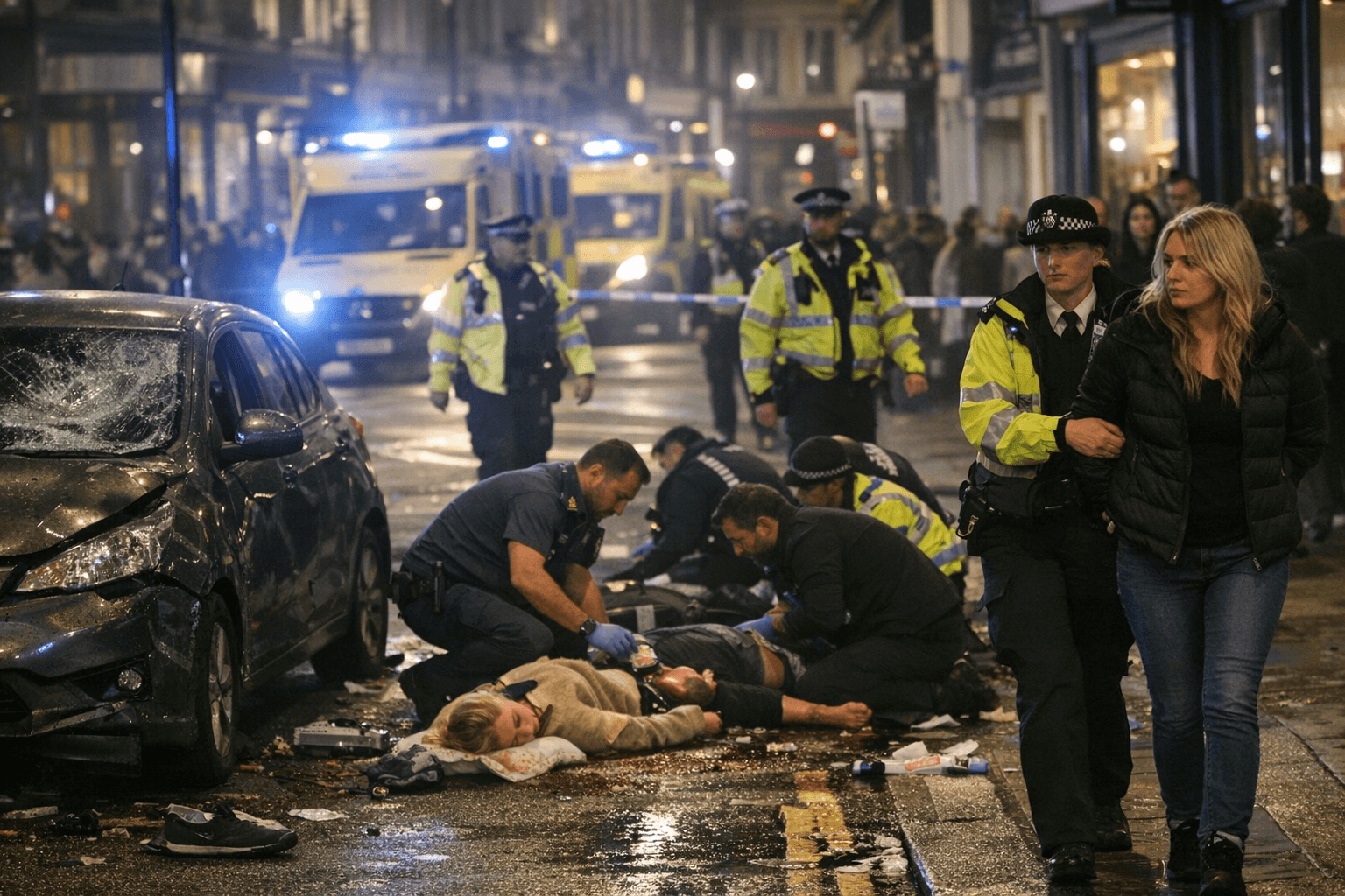 Woman arrested after car mows down pedestrians on central London street