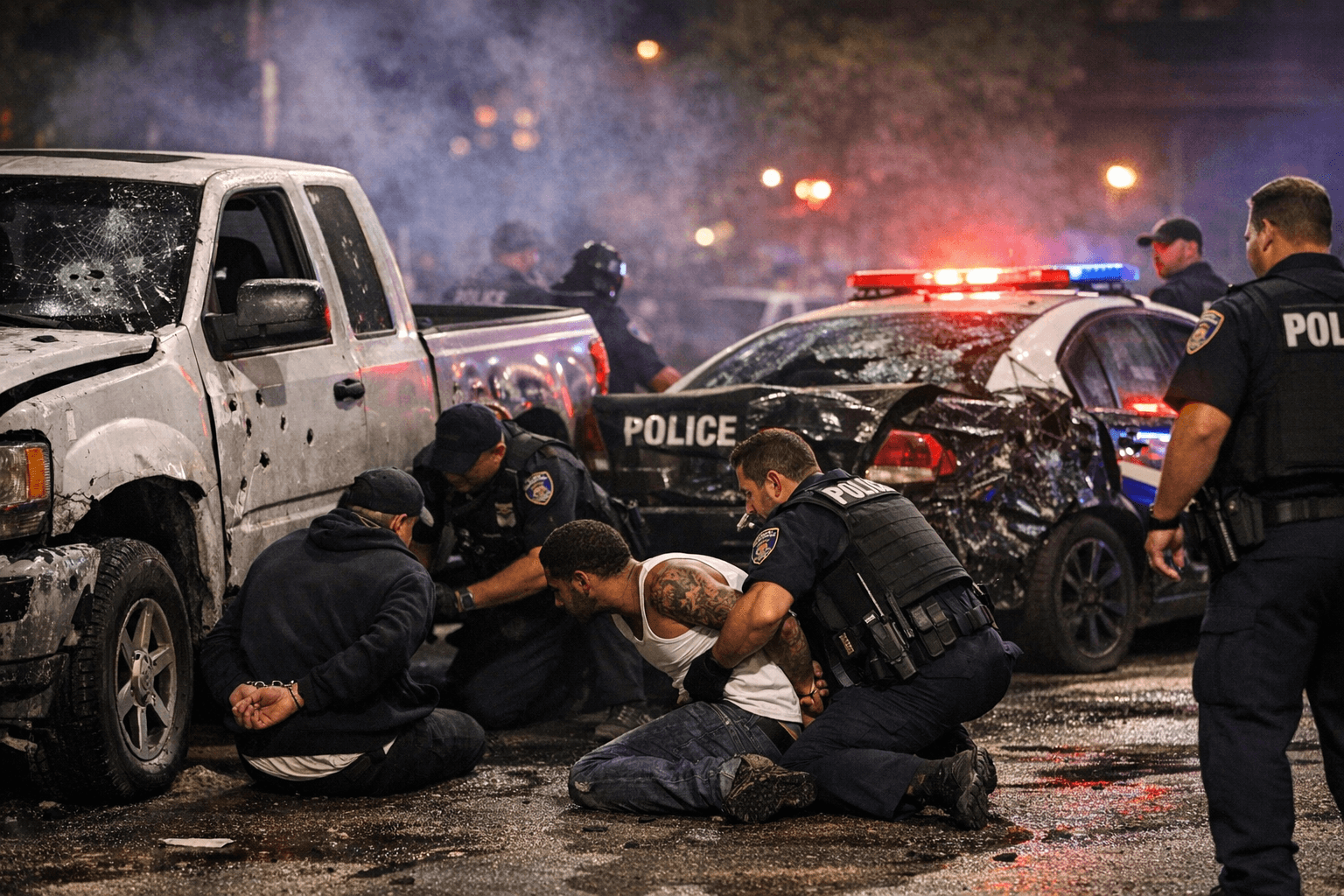 Baltimore police arrest two men after dice game pursuit, truck hits patrol cars