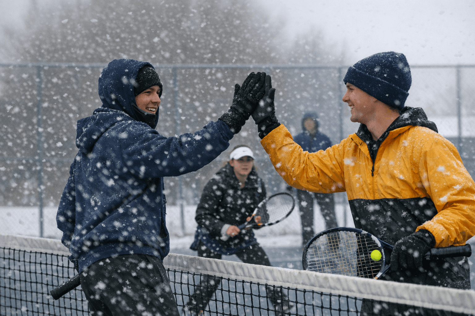 Baker tennis teams sweep Vale matches despite cold, snowy conditions