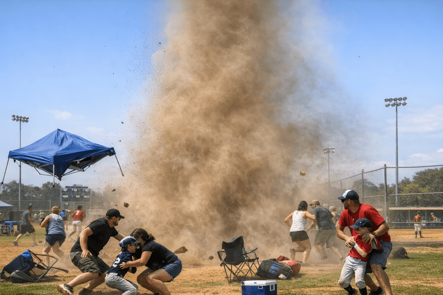 Dust devil tears through Wake Forest youth baseball games, no injuries reported