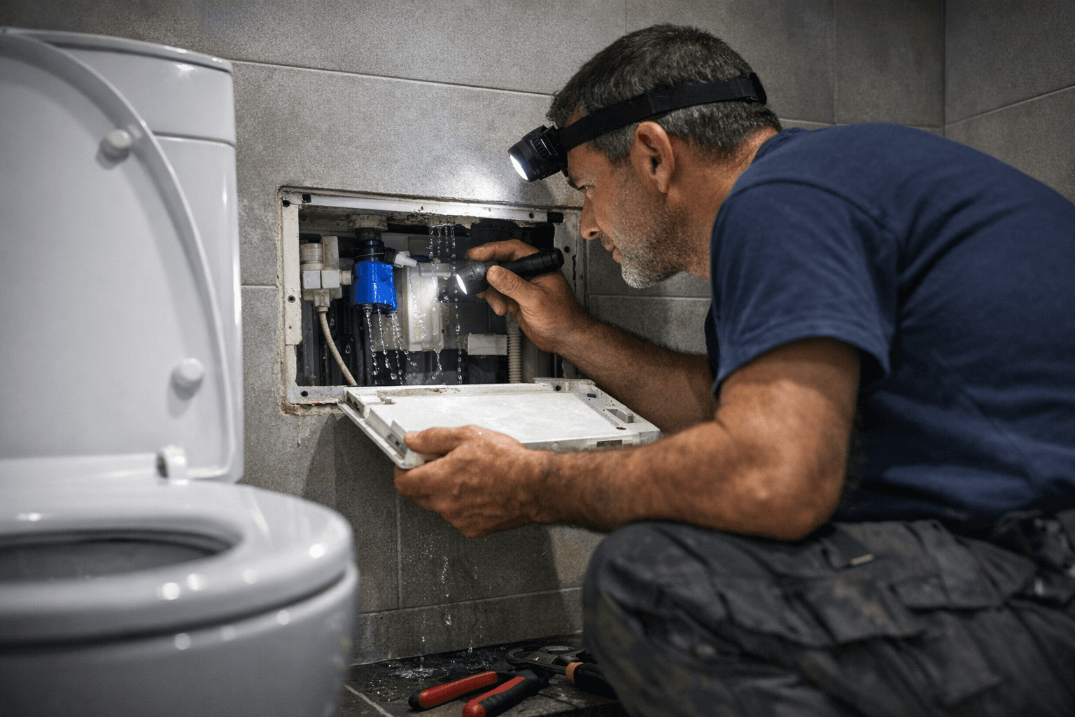 נזילה בניאגרה סמויה: איך מאתרים ומתקנים בלי לשבור קיר