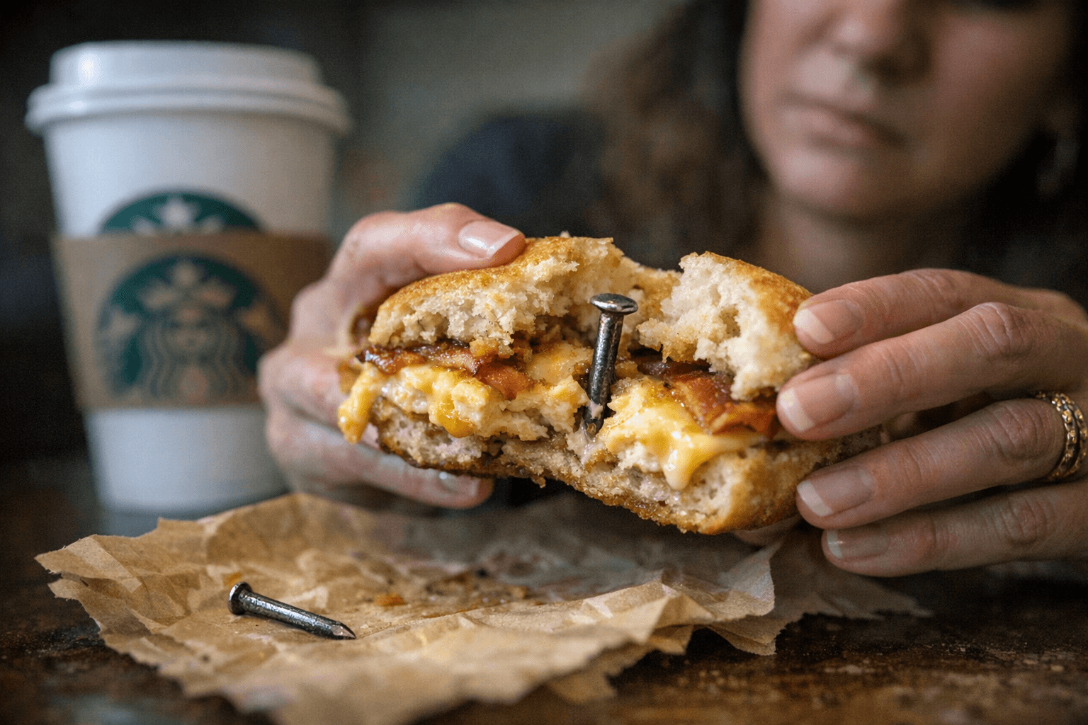 Starbucks customer finds nail in breakfast sandwich, lawsuit risks grow