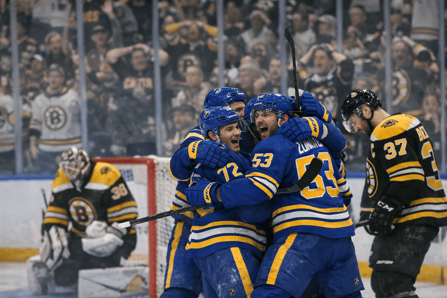 Sabres rally from 2-goal deficit, stun Bruins in Game 1