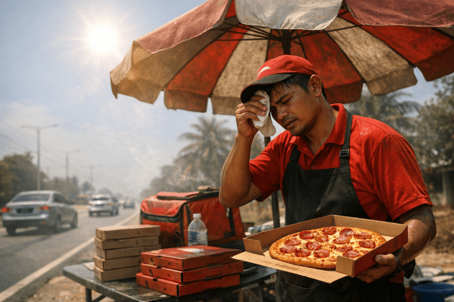 Viral video shows Pizza Hut worker selling pizzas in scorching heat, sparking concern