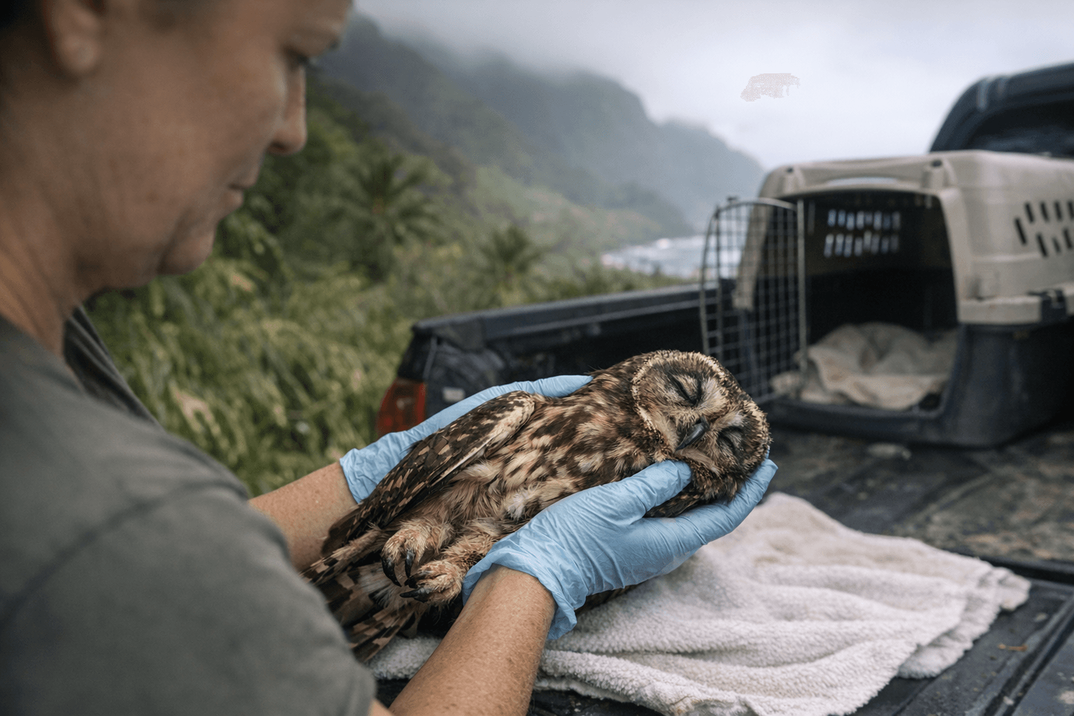 Sick endangered pueo found on Kauai’s North Shore dies, reporting urged
