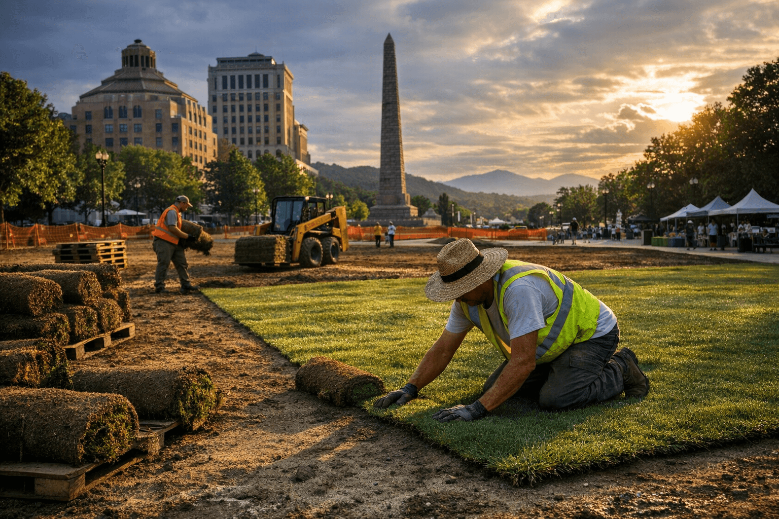 Asheville upgrades Pack Square lawn for heavier event use downtown
