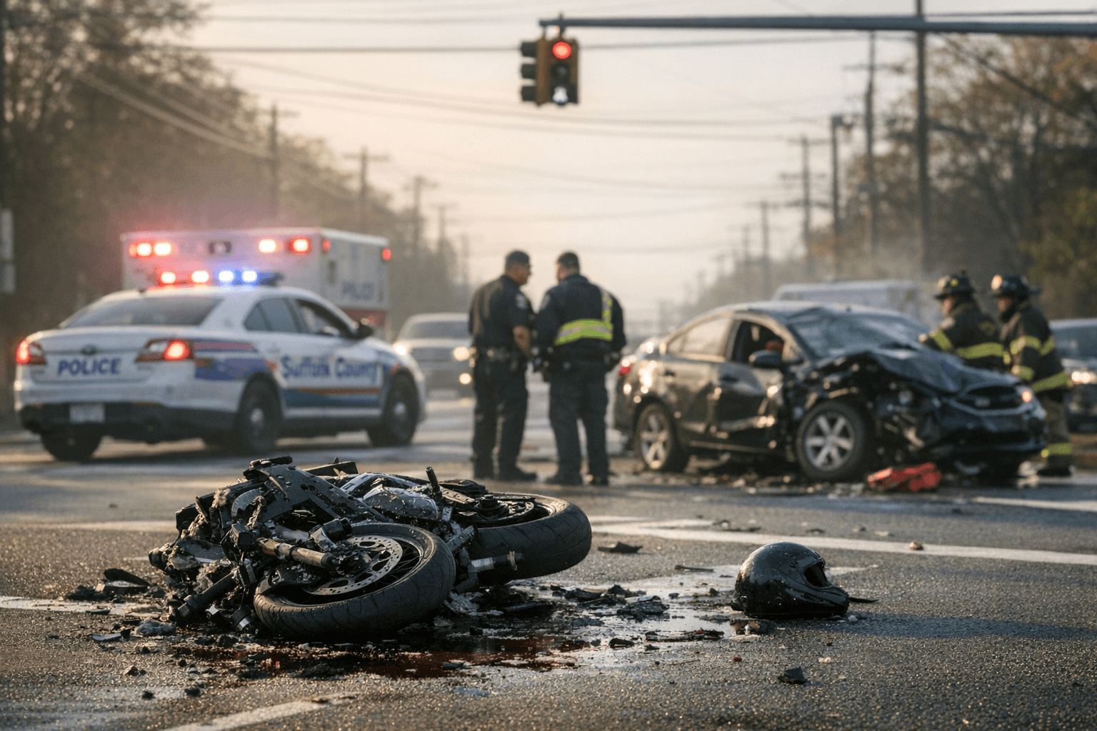 Motorcyclist killed in Bohemia left-turn crash on Lakeland Avenue