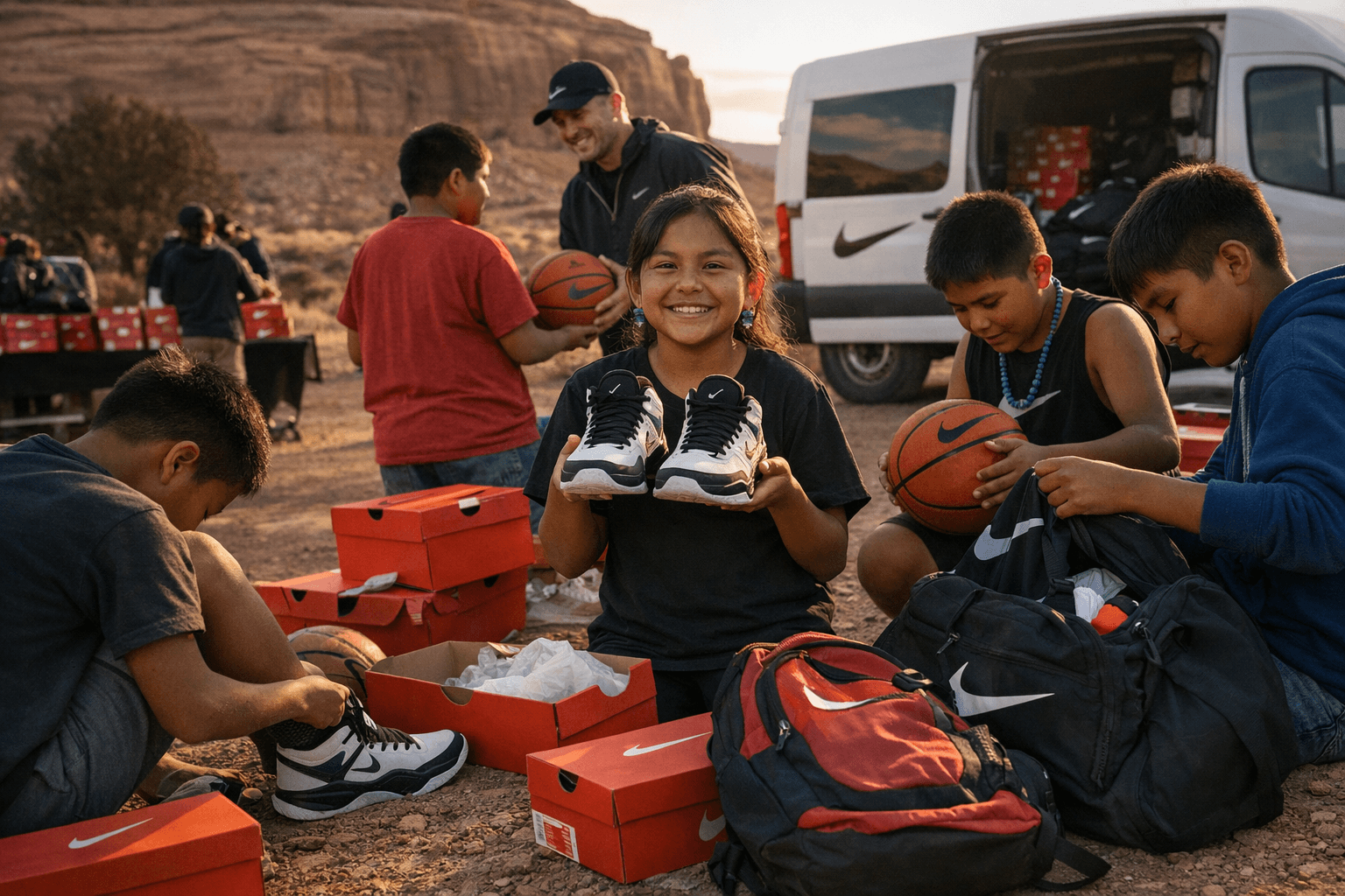 Nike brings free shoes, basketball gear to Navajo Nation youth