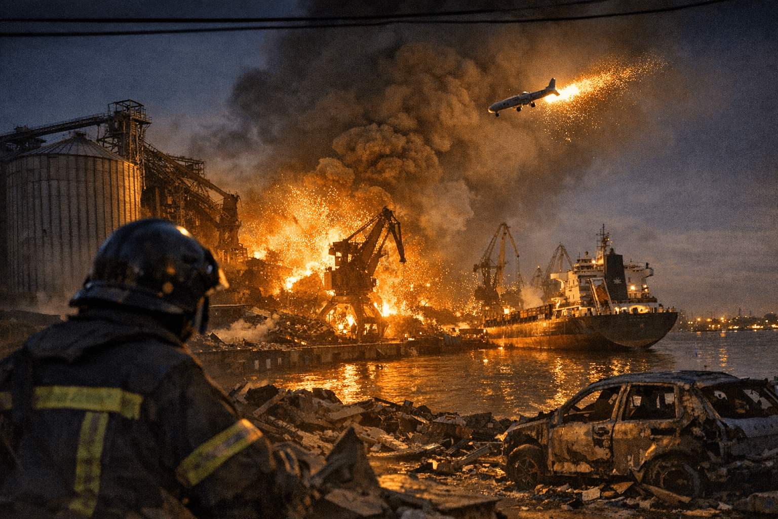 Russian drone barrage hits Odesa ports, cuts power to 380,000 in Ukraine