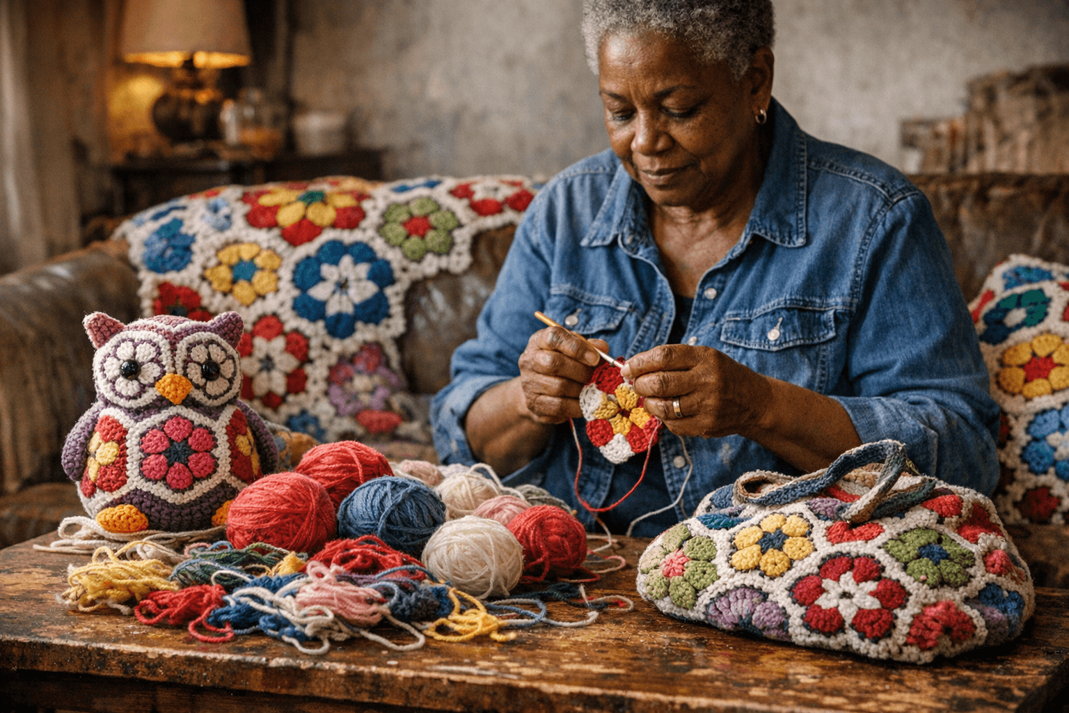 African Flower Crochet Pattern Turns Scrap Yarn Into Versatile Projects