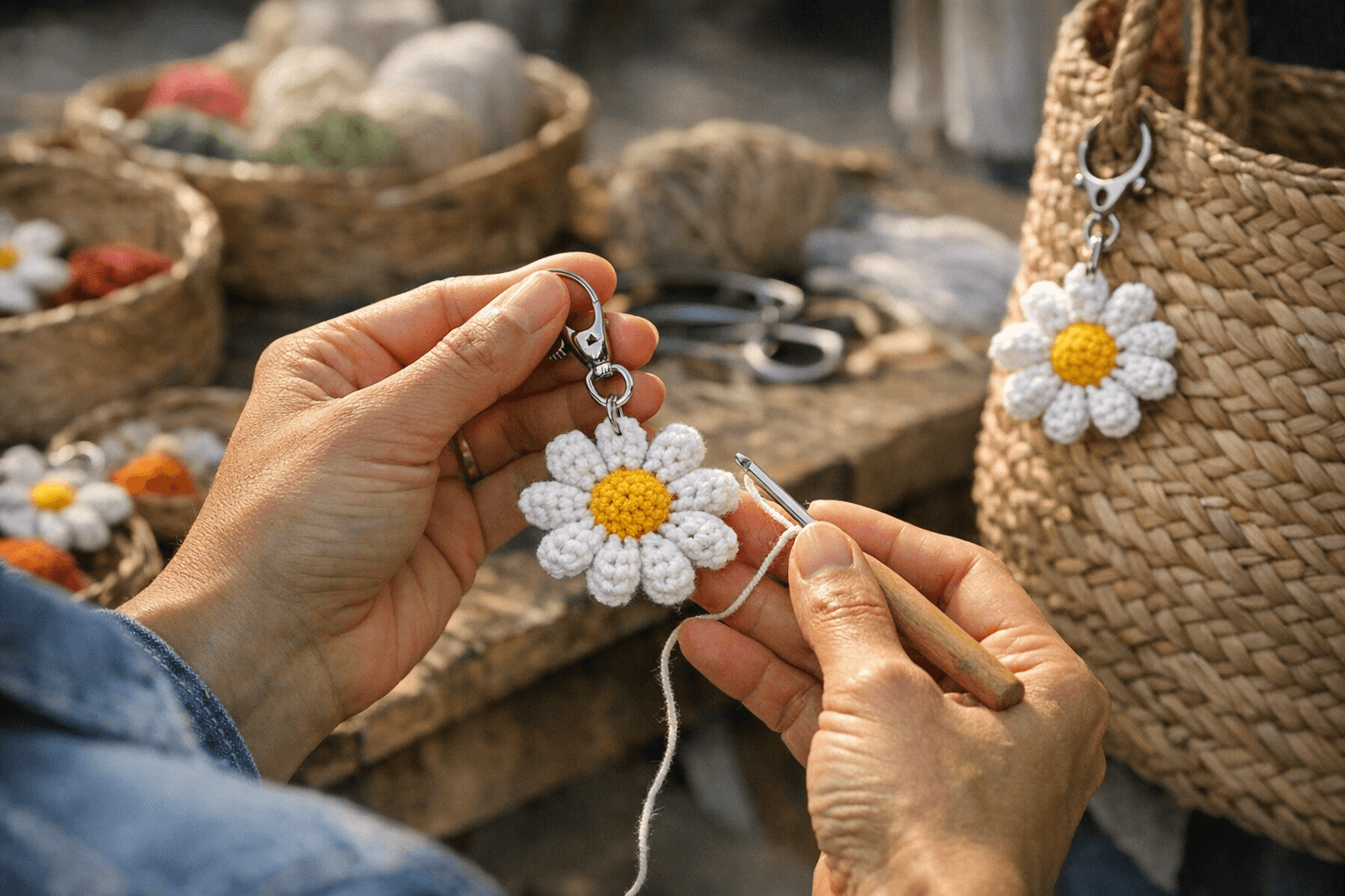 Crochet Daisy Keychain Pattern Offers Quick, Beginner-Friendly Spring Project